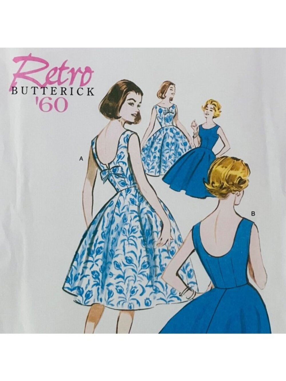Retro Butterick B5748 60s Flared Dress Reprint Pattern Low Back Sz 6-14 FF